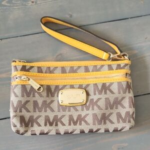 Michael Kors Brown and Yellow Wristlet